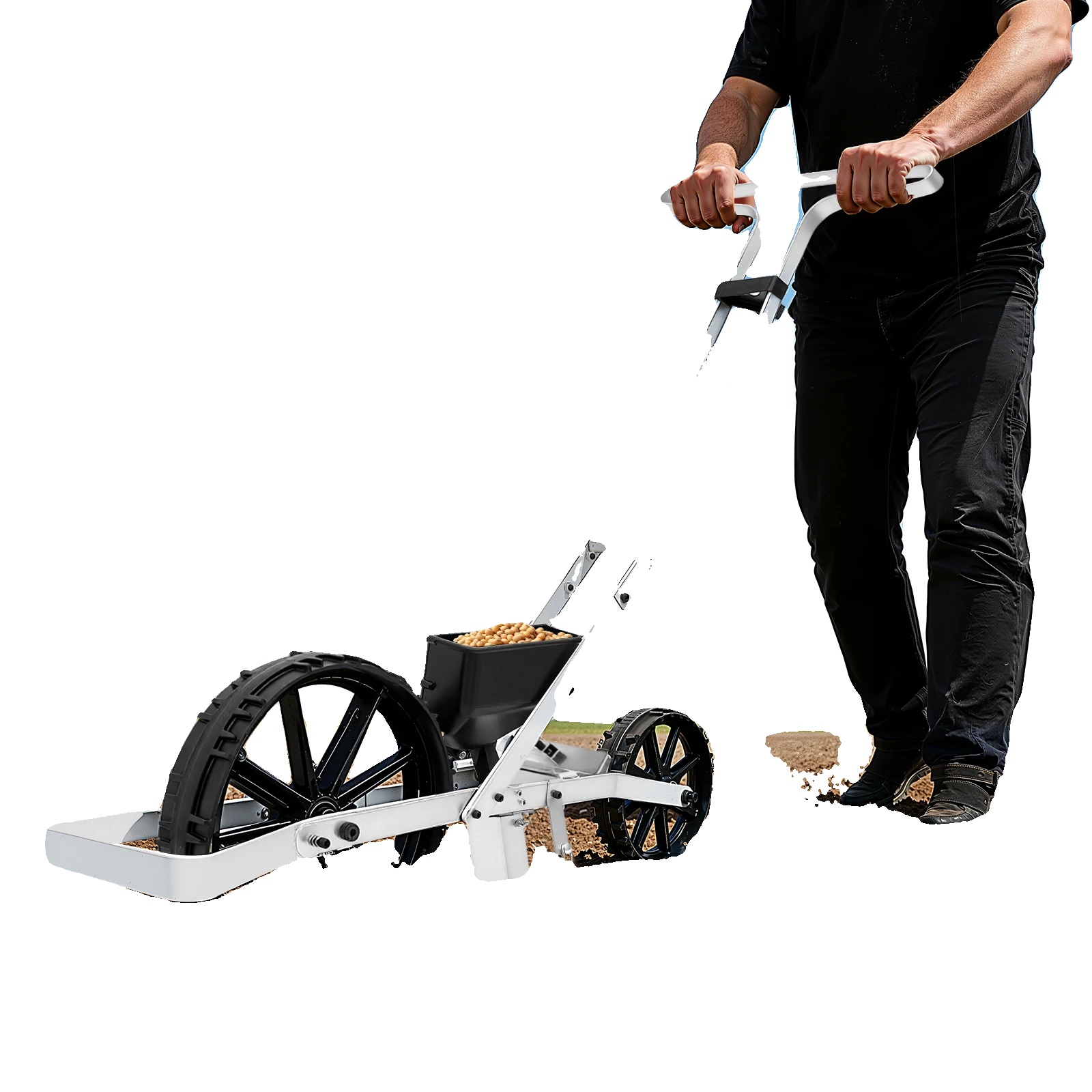 Gartensämaschine, Ergonomisches Design, Einstellbare Pflanztiefe, Schwarz