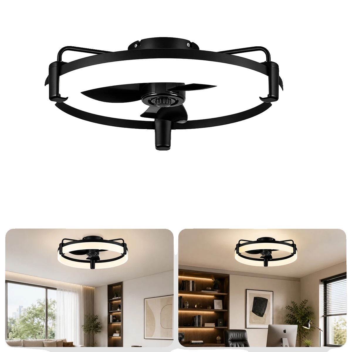 Deckenventilator, Dimmbare Led-leuchte, 6 Geschwindigkeitsstufen, Runde Ventilatorleuchte