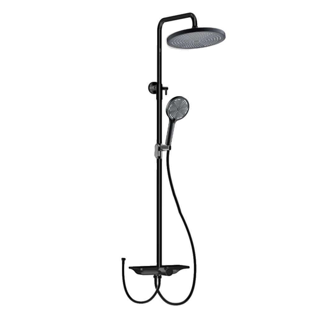 Duschsystem, Verstellbare Duschsäule, Regenduschkopf, Schwarz