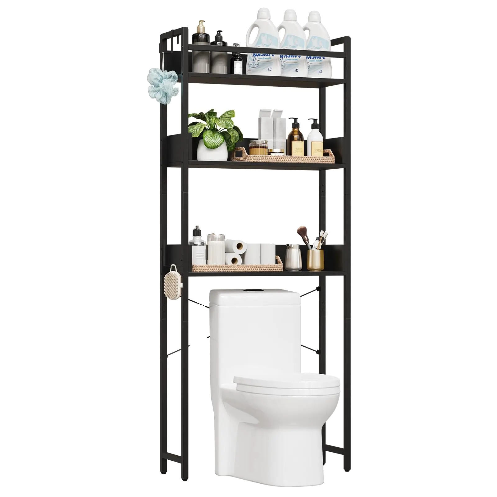 Badezimmer-organizer, 3-stufige Aufbewahrung, Freistehend, Schwarz