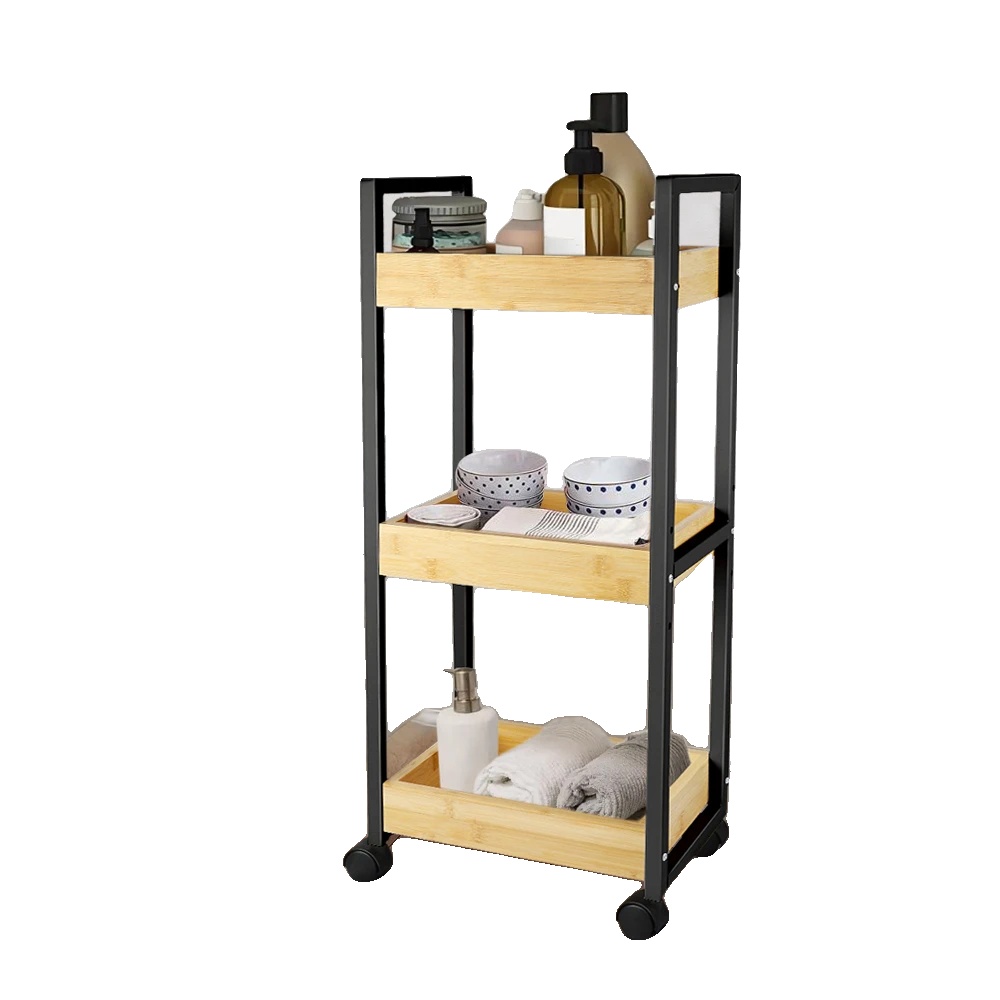 Badezimmerwagen, Platzsparendes Design, Robuste Konstruktion, Schwarz