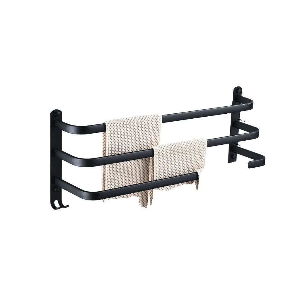 Wandmontierter Handtuchhalter Aus Robustem Aluminium, Schwarz
