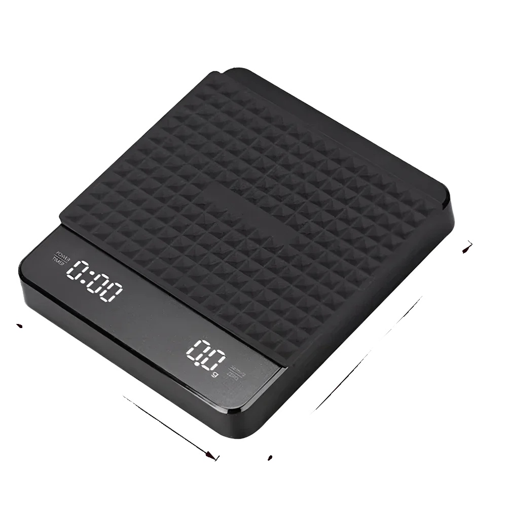 Elektronische Kaffeewaage, Led-anzeige, Timerfunktion, Schwarz Mit Polsterung, 3 Kg 0,1 G-a