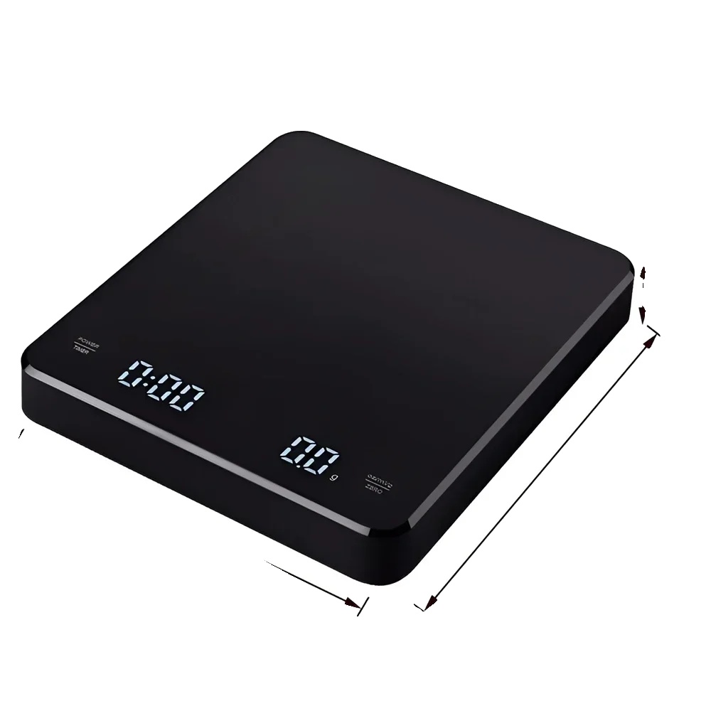 Elektronische Kaffeewaage, Led-anzeige, Timerfunktion, Schwarz, 3 Kg 0,1 G