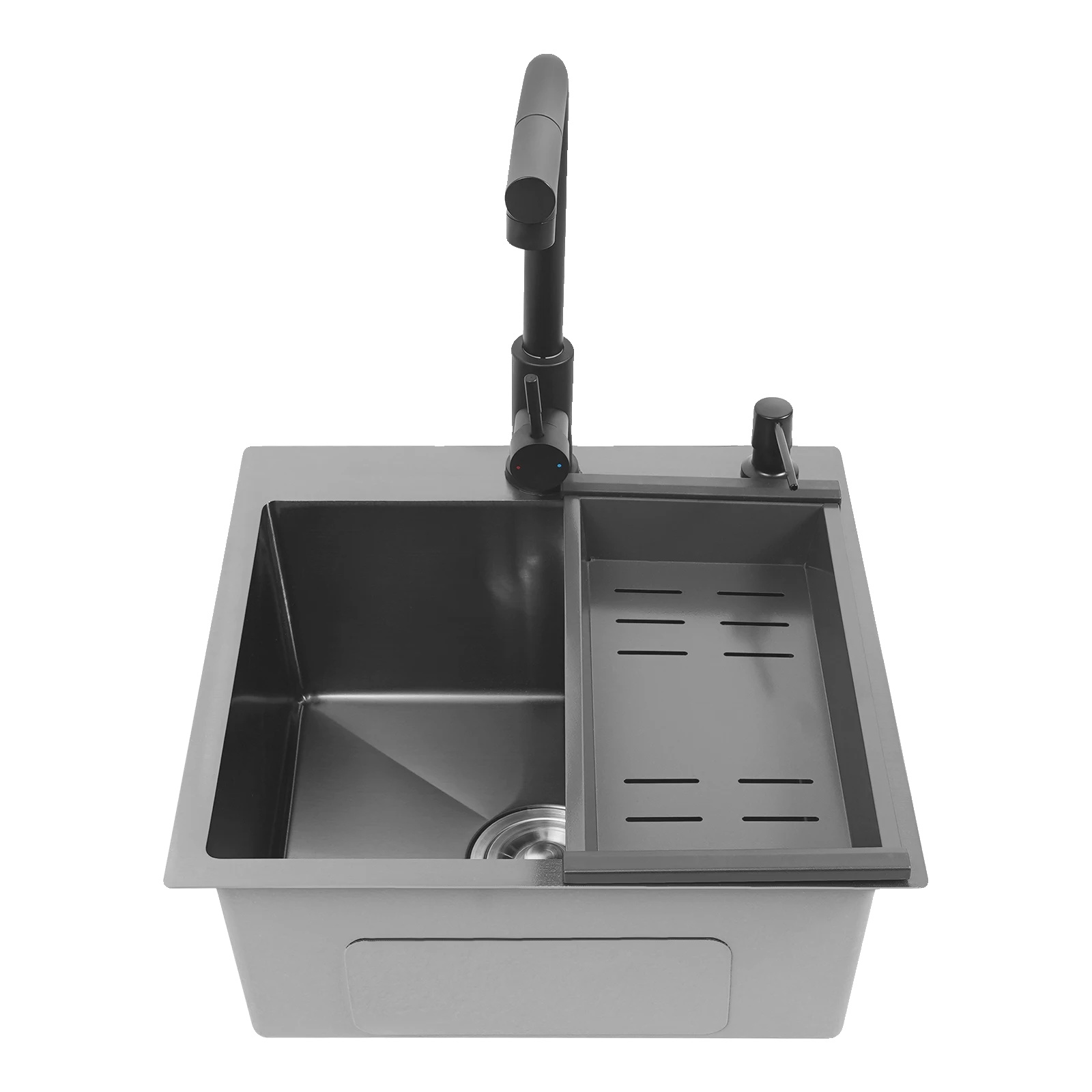 Küchenspüle, Einzelbecken, Robuste Edelstahlkonstruktion, Schwarz