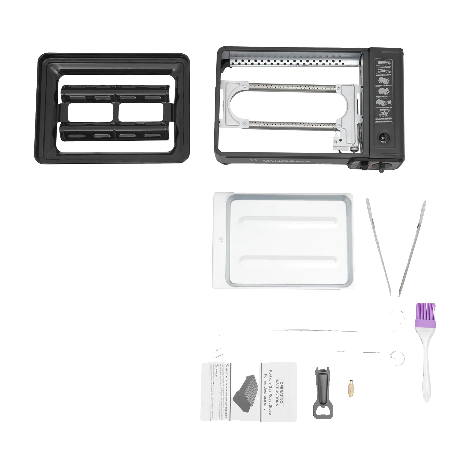 Gasgrill, Tragbares Design, Leistungsstarkes Grillen, Schwarz