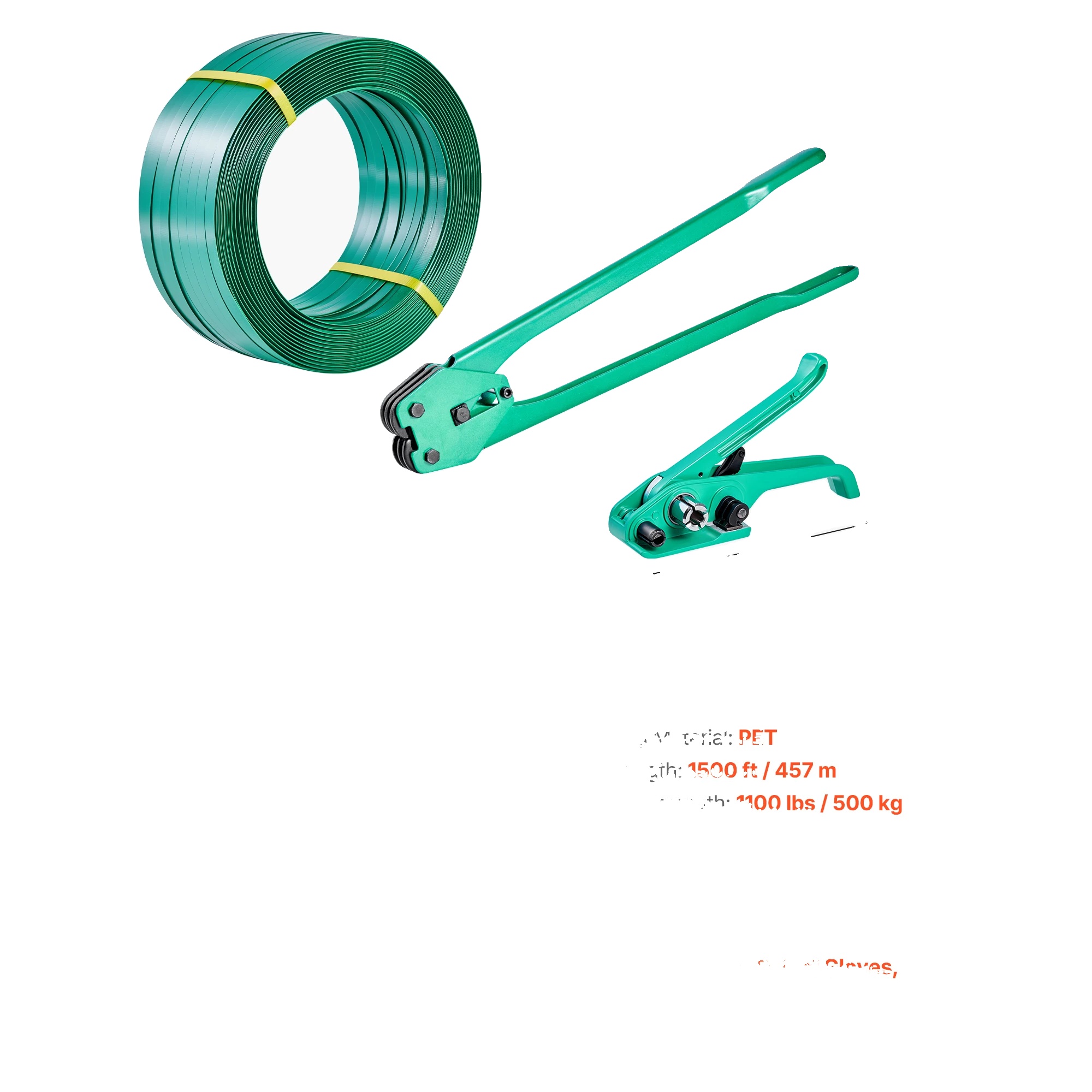 Umreifungswerkzeug-set, 1500 Fuß Pet-umreifungsband, Manueller Spanner, 1500 Fuß Umreifungsband