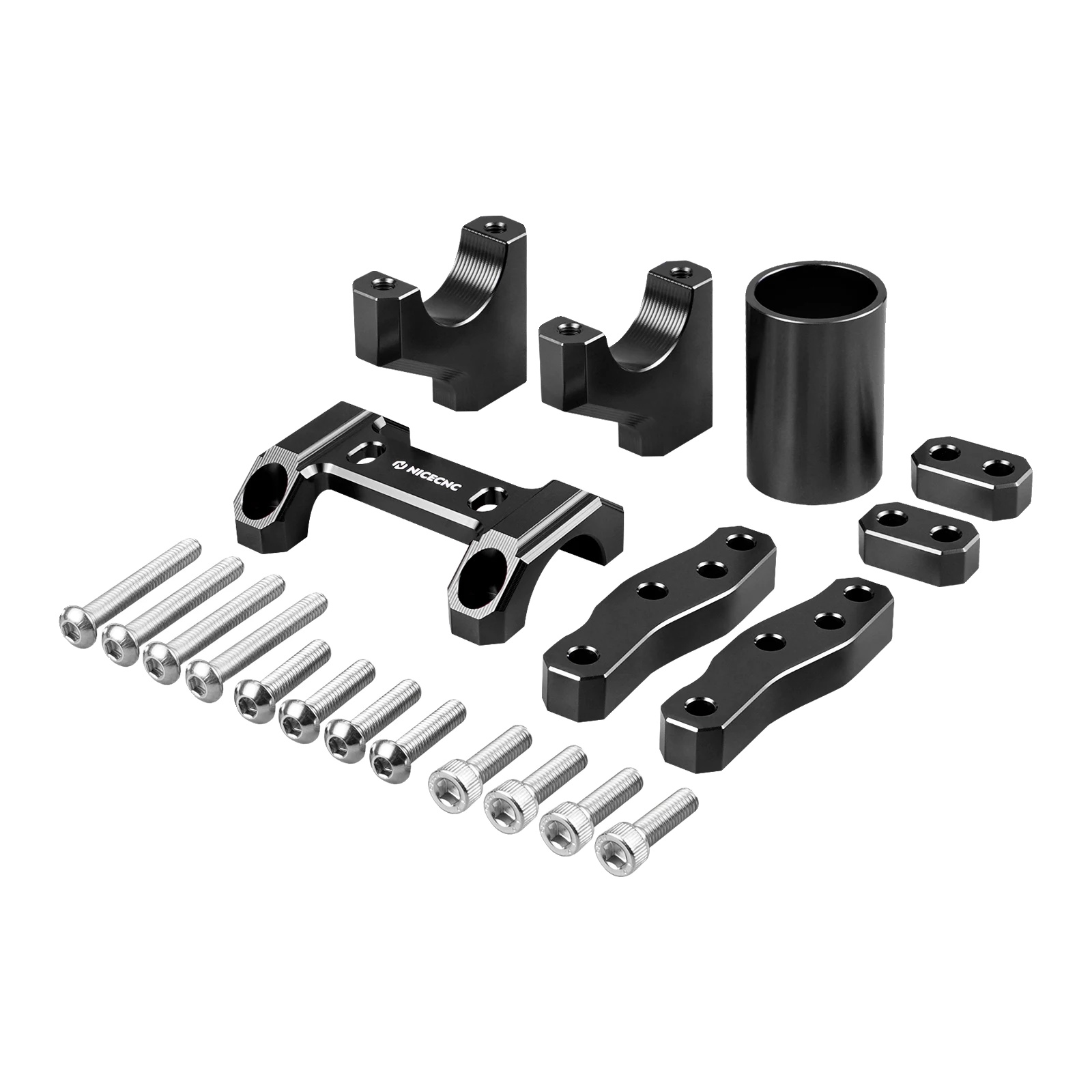 Erhöhte Lenkerhalterung, Höhenverstellbar, Robustes Aluminium, Schwarz