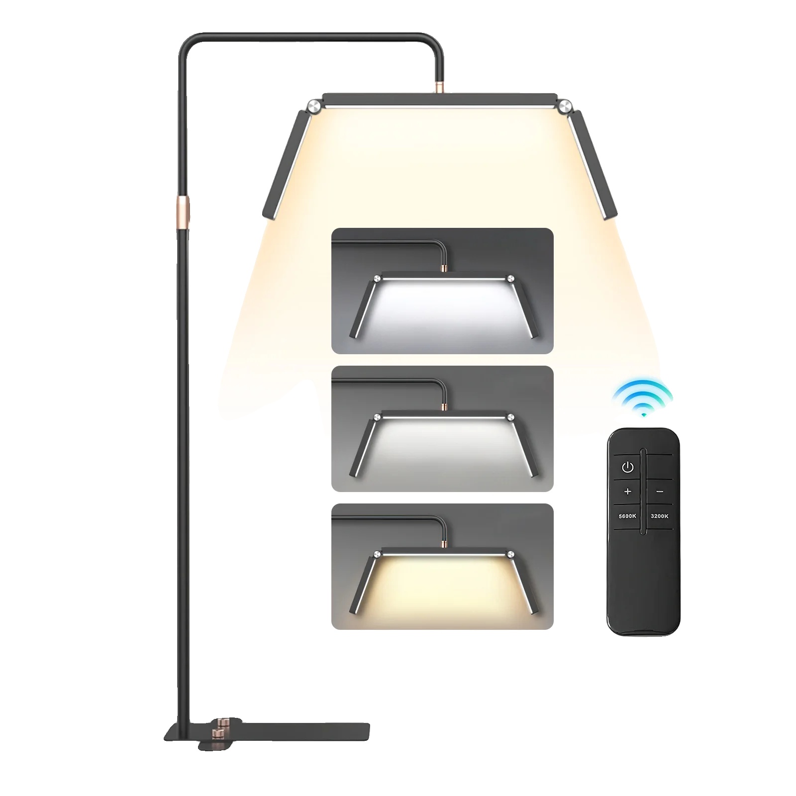 Stehlampe, Helligkeit Einstellbar, Zwei Farbtemperaturen, Schwarz