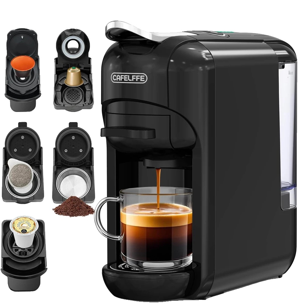 Kapselkaffeemaschine, 5-in-1-kompatibel, Heiß- Und Kaltbrühfunktion, Schwarz, Eu
