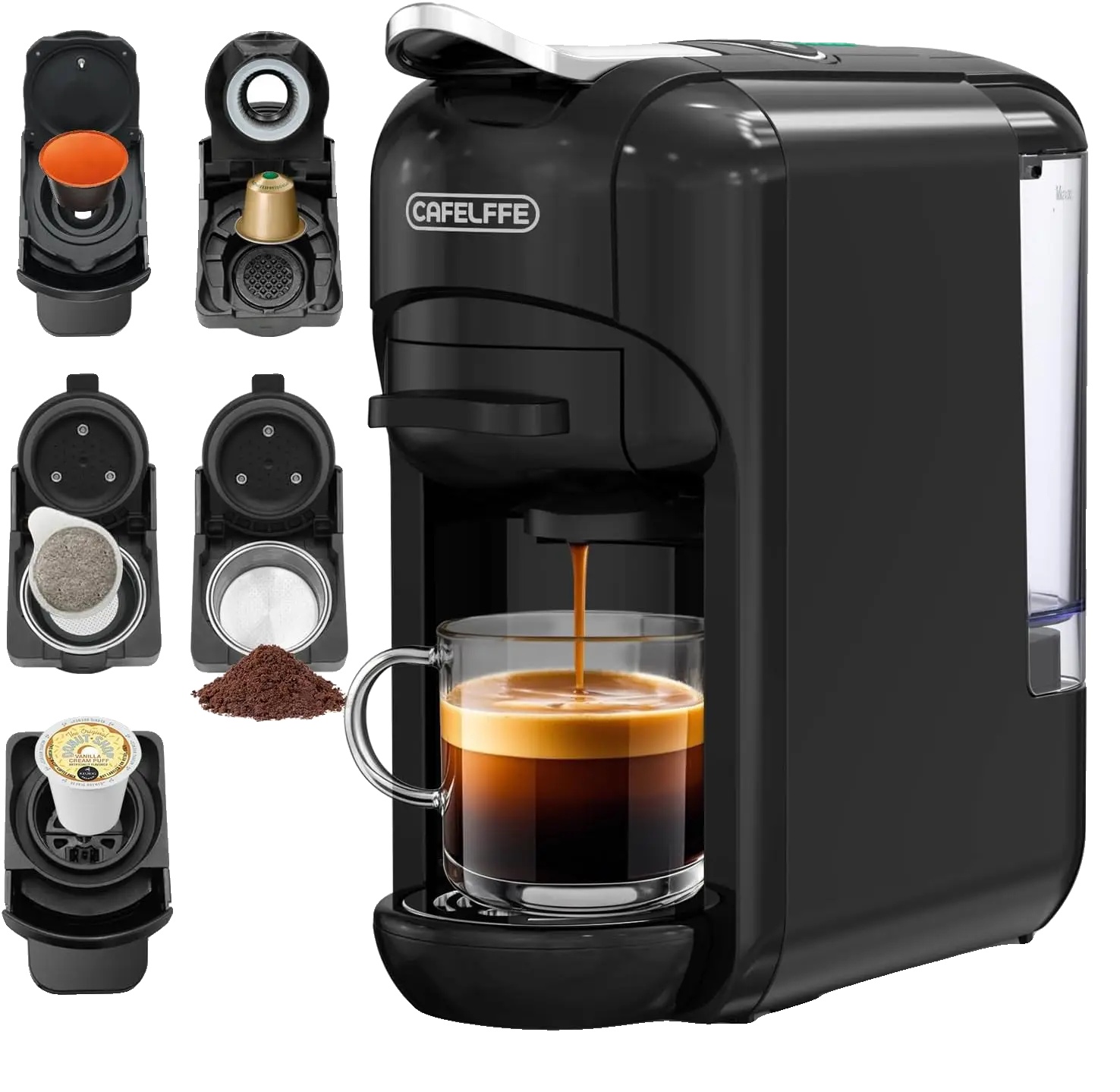 Kaffeemaschine, 5-in-1, Einstellbare Brühgeschwindigkeit, Schwarz, Eu-a