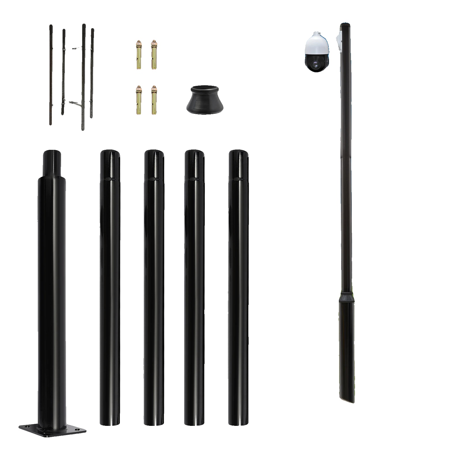 Laternenmast, 5 M Hoch, Tragfähigkeit 100 Kg, Schwarz