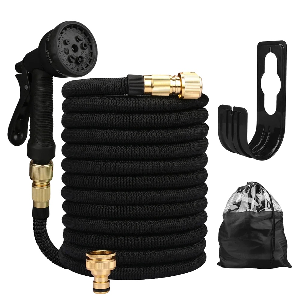 Gartenschlauch, Flexibel, 8-funktions-sprühdüse, Schwarz, 15 M (50 Fuß)