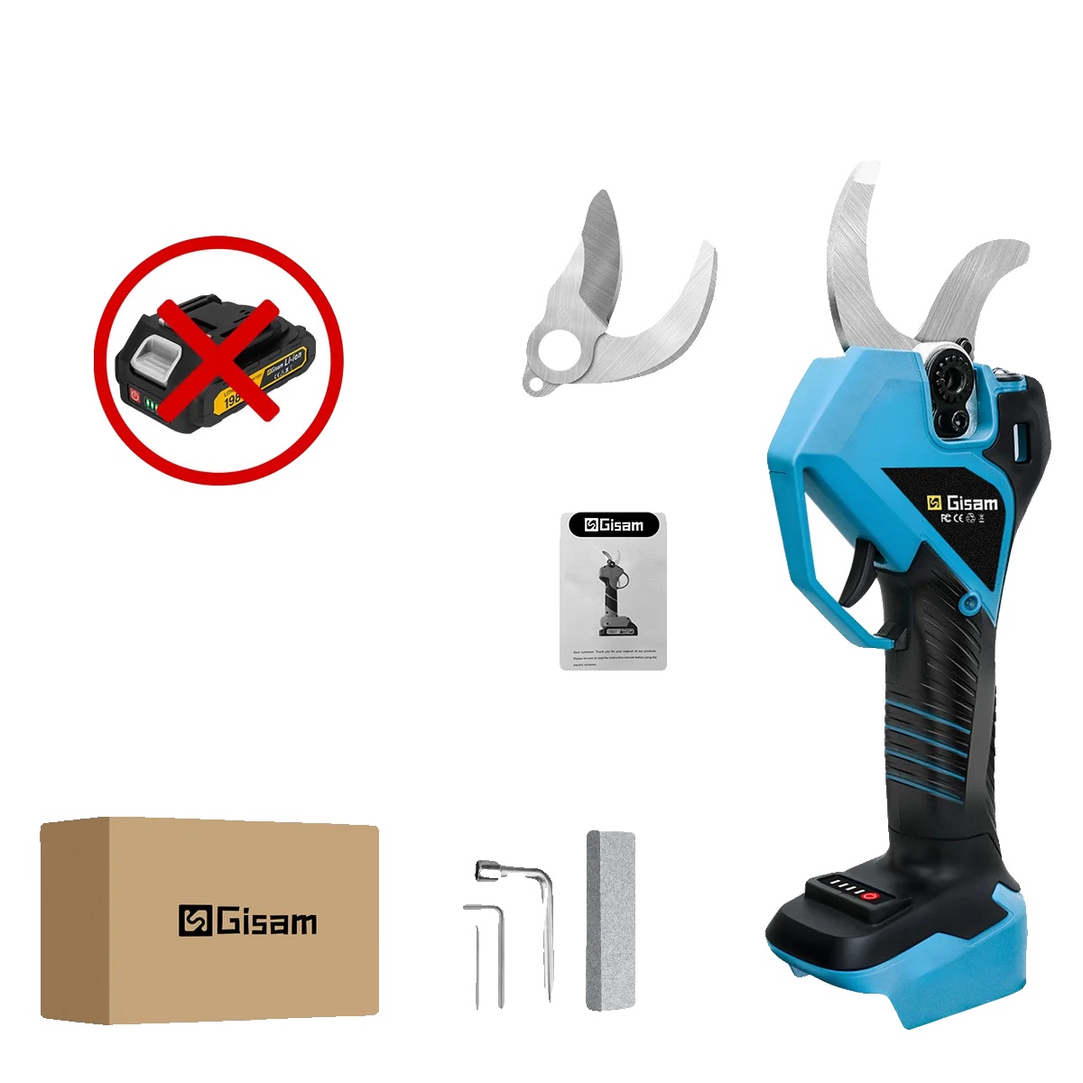 Elektrische Gartenschere, Bürstenloser Motor, Ergonomischer Griff, Ohne Akku