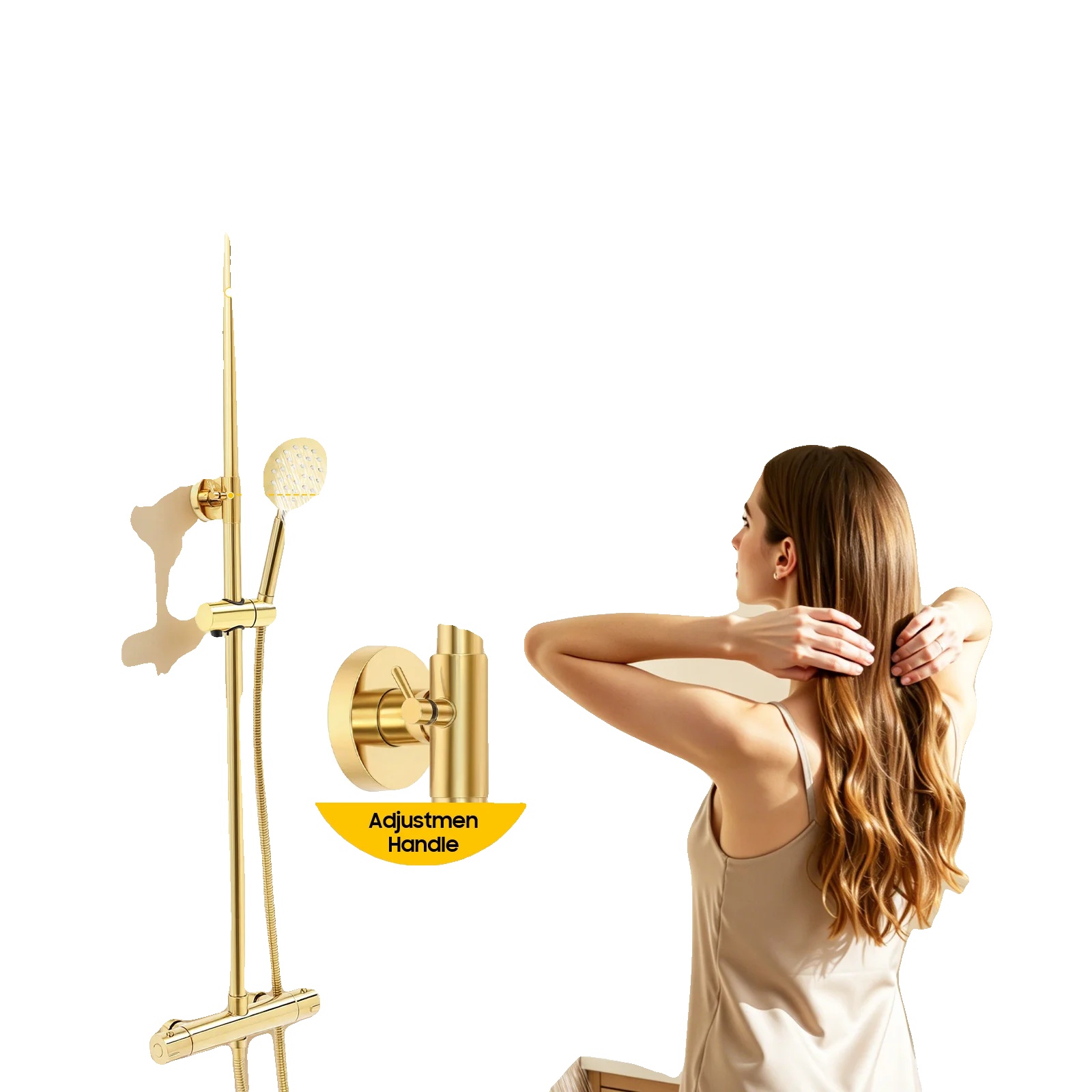 Duschsystem Aus Edelstahl 304, 20 Cm Durchmesser Kopfbrause, Höhenverstellbar Von 70 Bis 110 Cm, Wandmontage, 3 Wasserstrahlarten