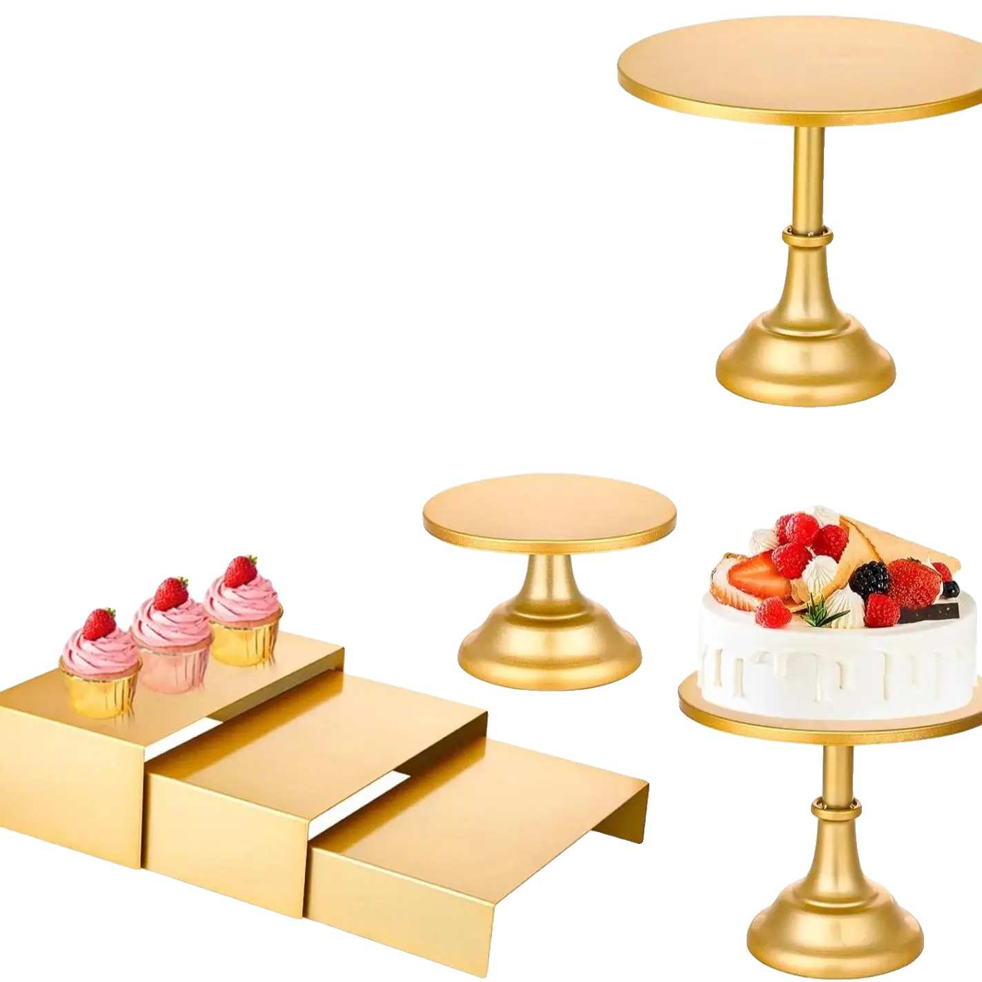 Tortenständer-set, Hochwertiges Metall, Verschiedene Größen Erhältlich, Elegante Goldoptik, Einfach Zu Montieren, Ideal Für Besondere Anlässe