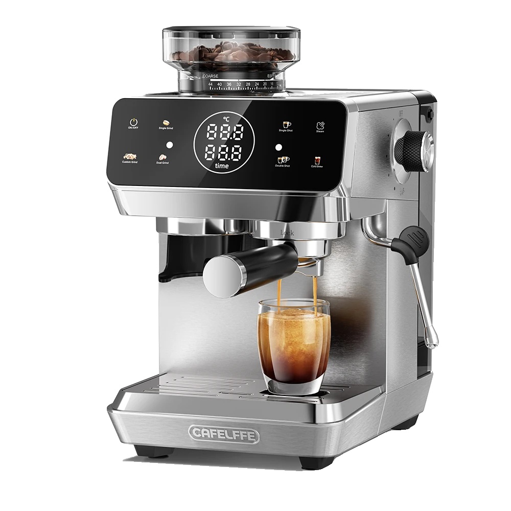 Espressomaschine, Integriertes Mahlwerk, Touchscreen-bedienung, Silber, Eu