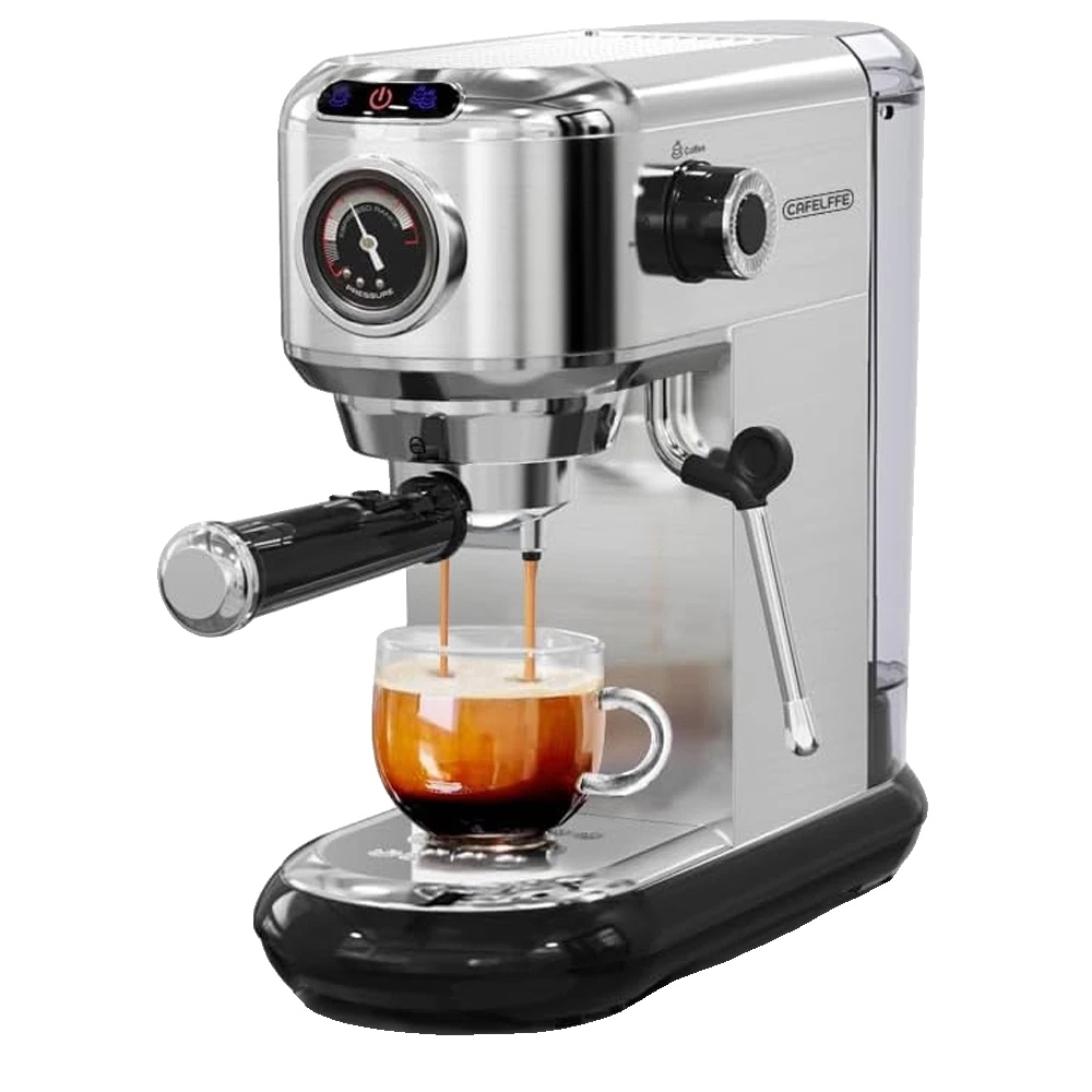 Espressomaschine, 20 Bar Druck, Milchaufschäumer, Silber, Eu