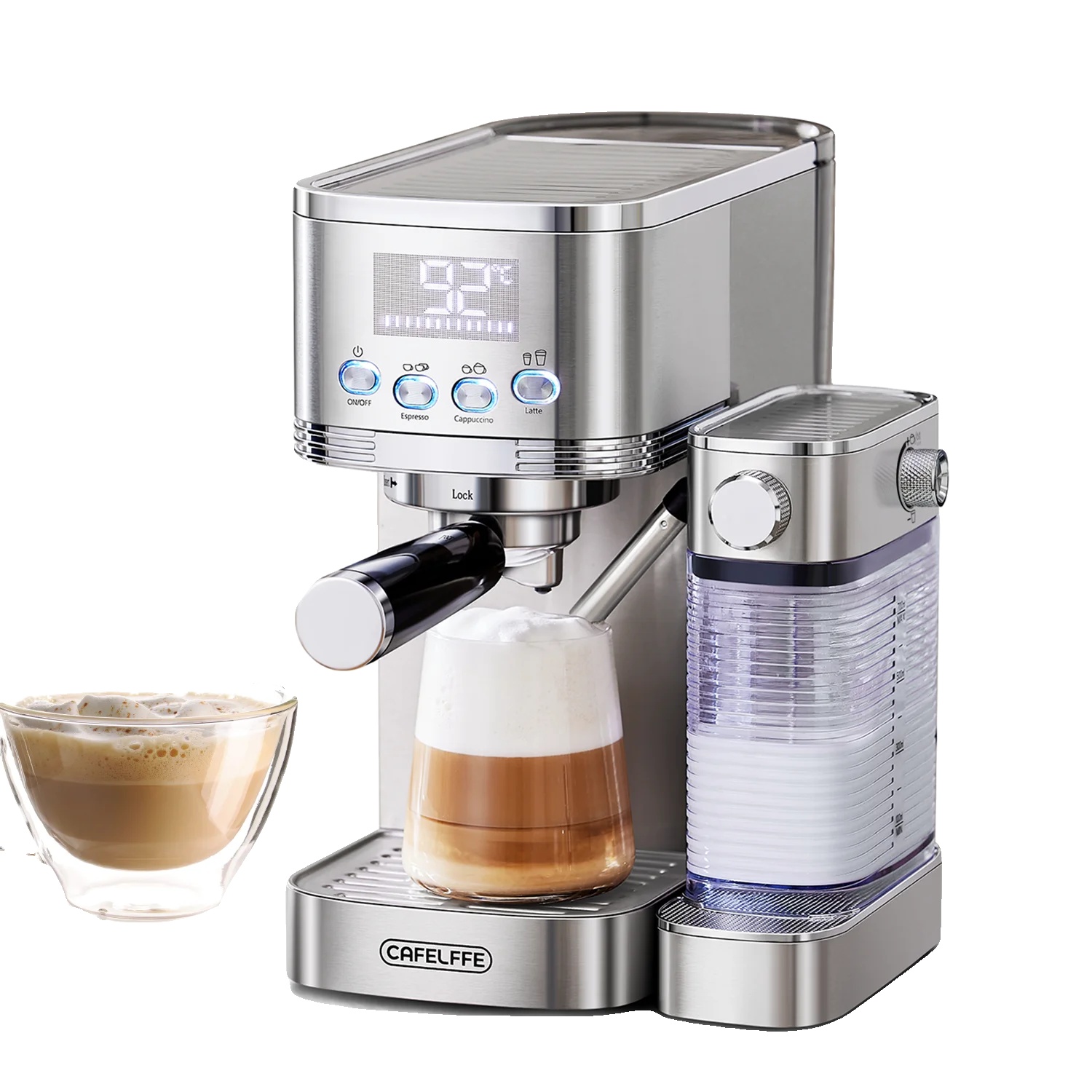 Espressomaschine, Ein-knopf-bedienung, Duales Heizsystem, Silber, Eu