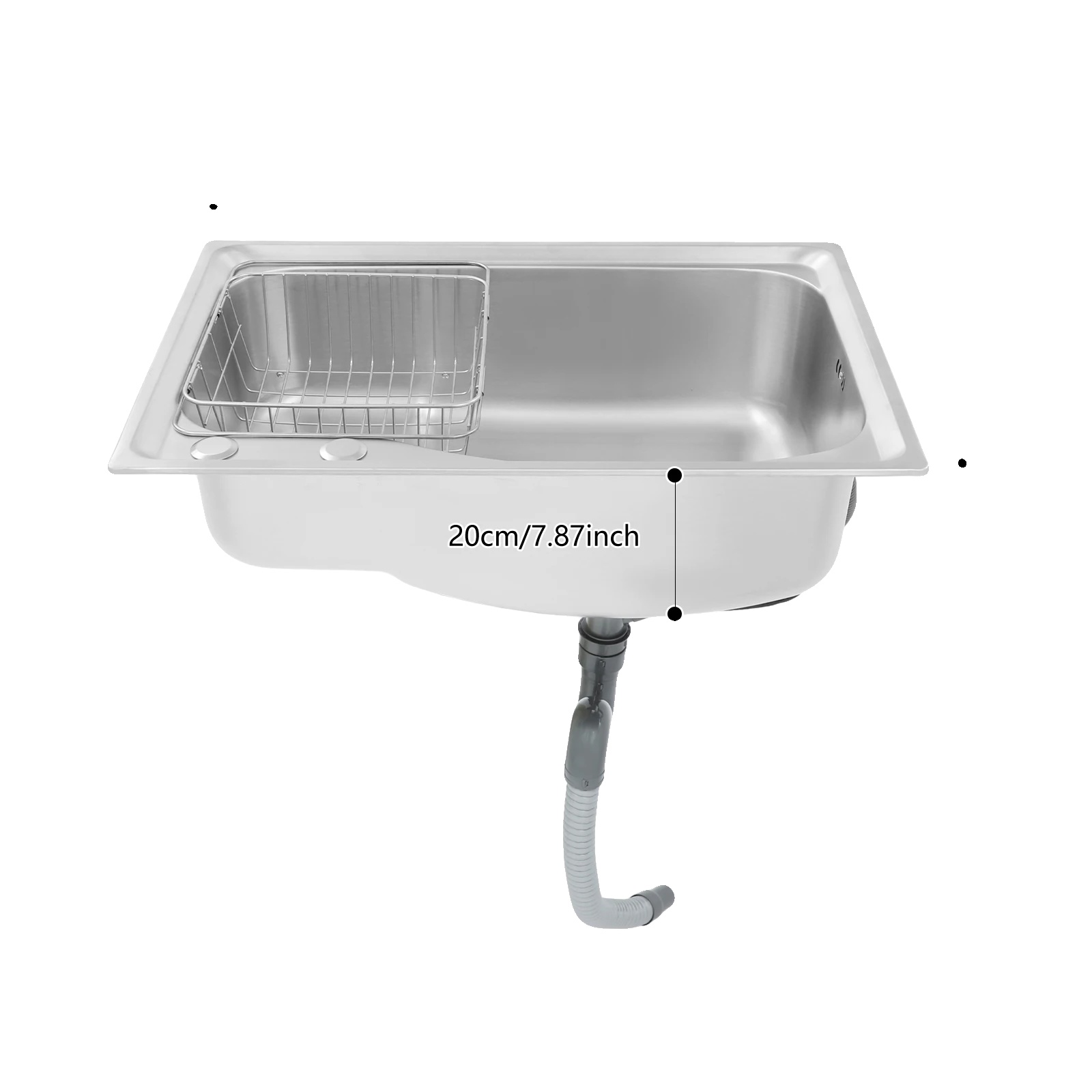 Küchenspüle, Einzelbecken, Inklusive Abtropfkorb Und Zubehör, Silber