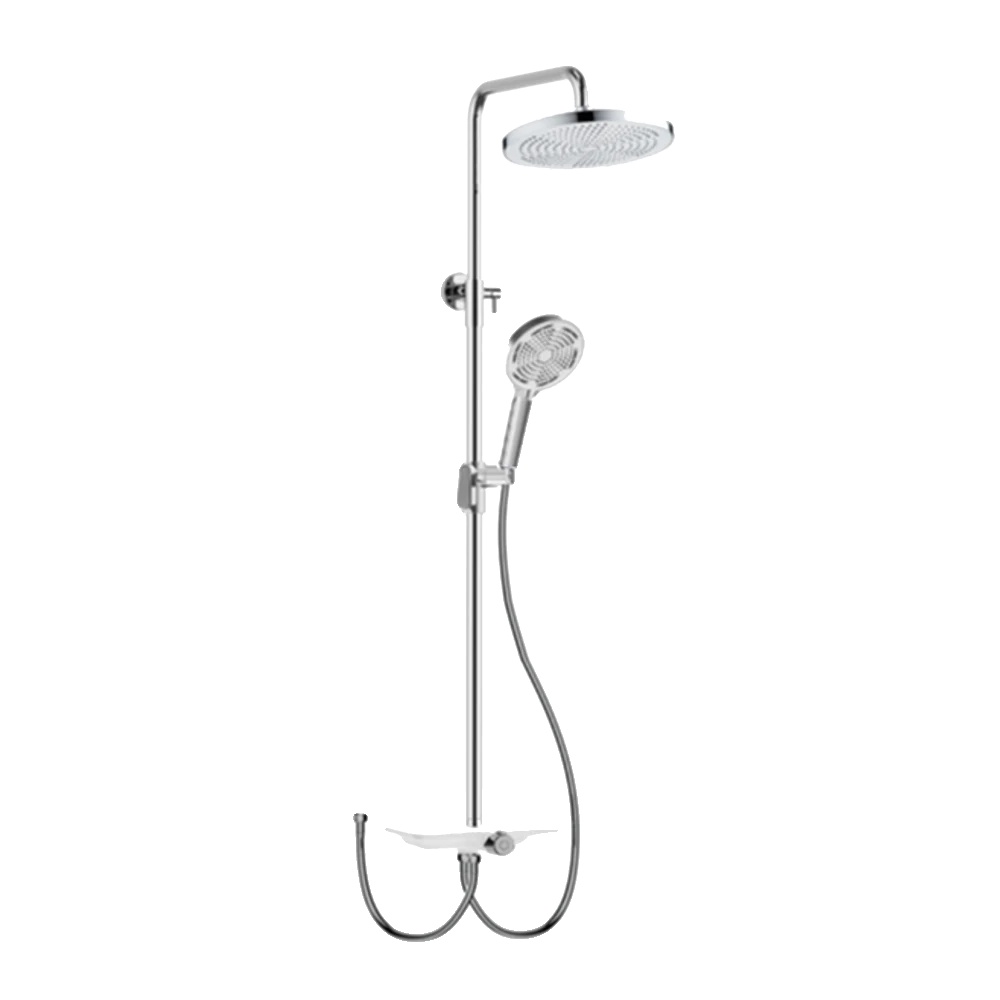 Duschsystem, Verstellbare Duschsäule, Regenduschkopf, Silber