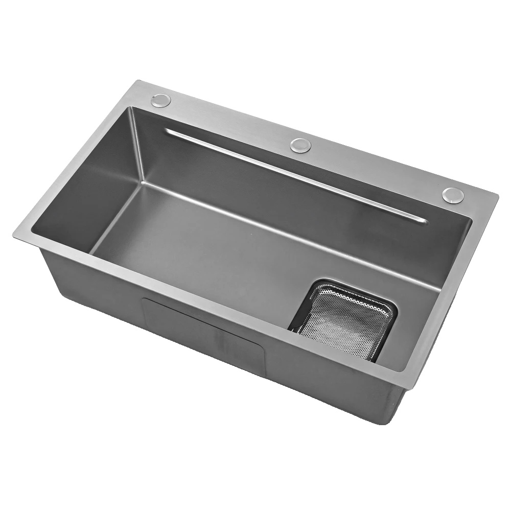 Küchenspüle, Edelstahl, Geräuschdämmendes Design, Silber