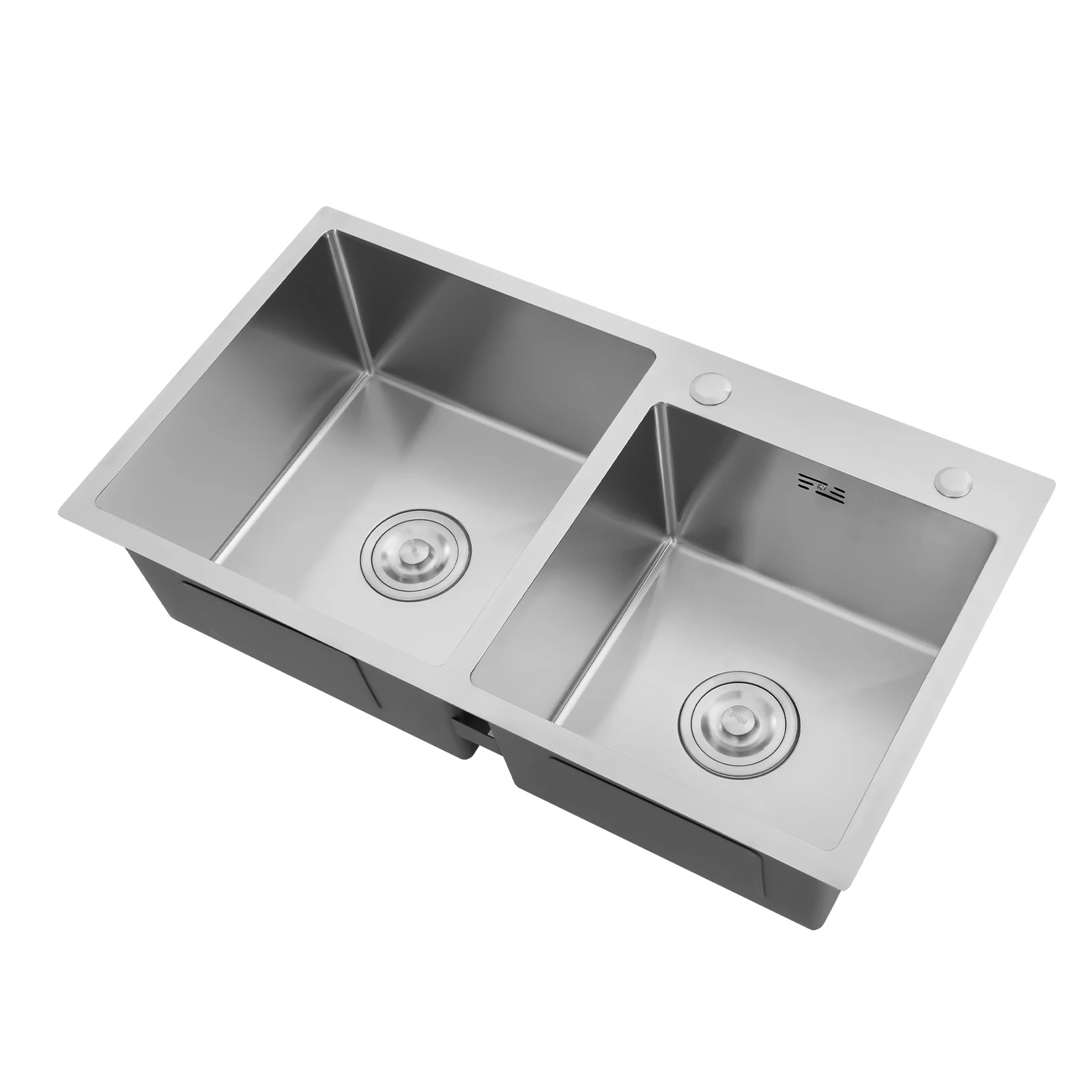 Küchenspüle, Doppelbecken, Edelstahlkonstruktion, Silber
