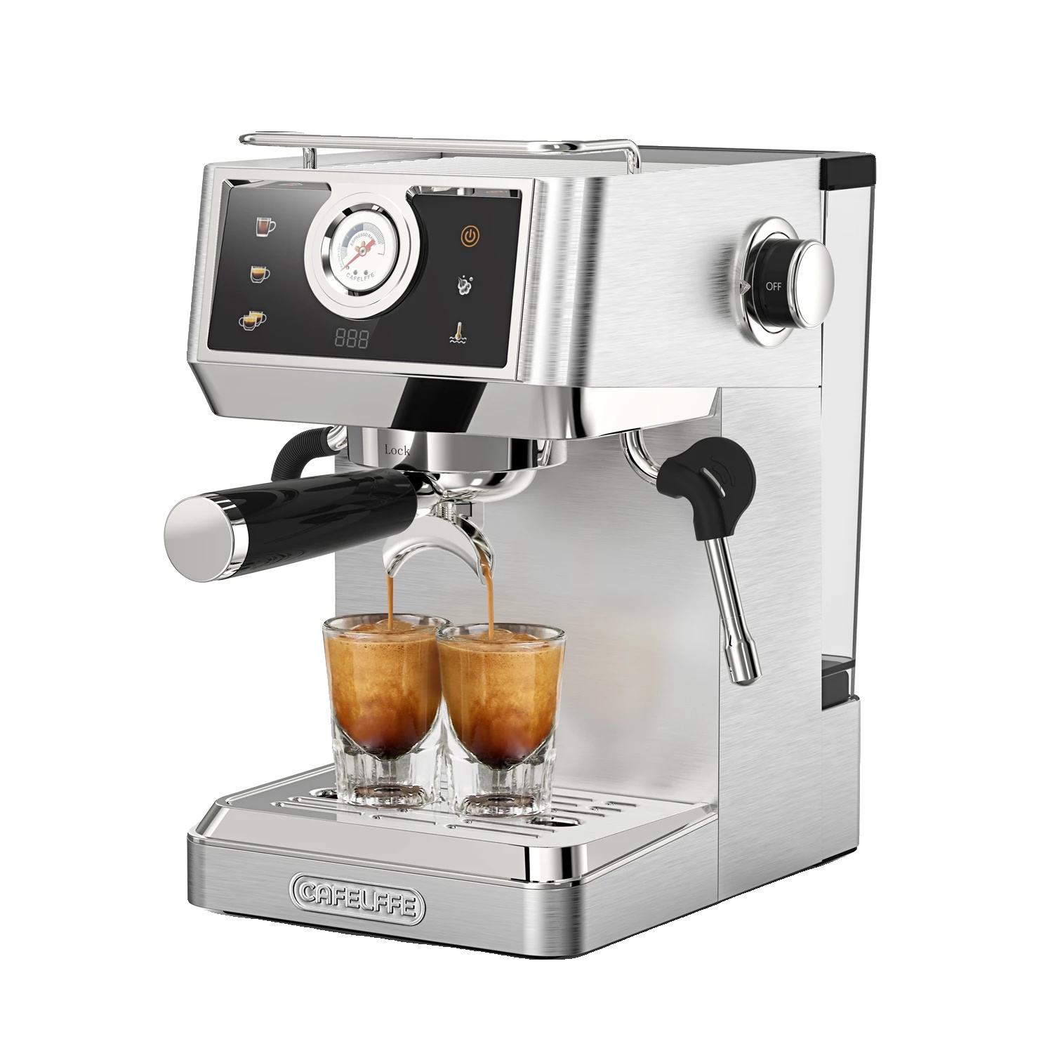 Espressomaschine Mit Integriertem Milchaufschäumer, 20 Bar Druck, Silber, Eu