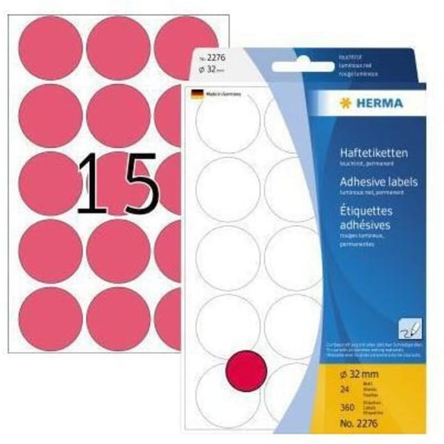 Markierungspunkt 32mm Papier leuchtrot 360 Etik./Pack.