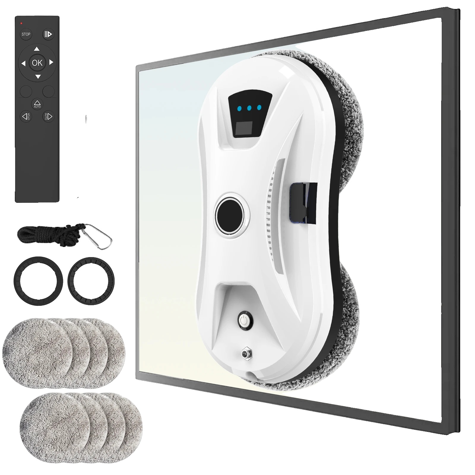Fenstersauger, Automatische Wassersprühfunktion, Fernbedienung, 5600 Pa, Set A