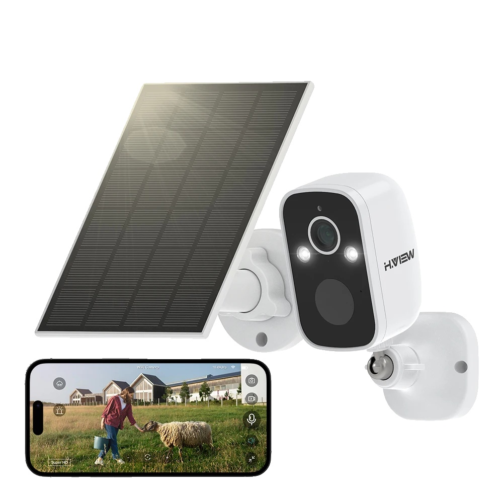 Überwachungskamera, 3 Mp Hd, Solarbetrieben, 5200 Mah Akku, Farbnachtsicht, Wasserdicht