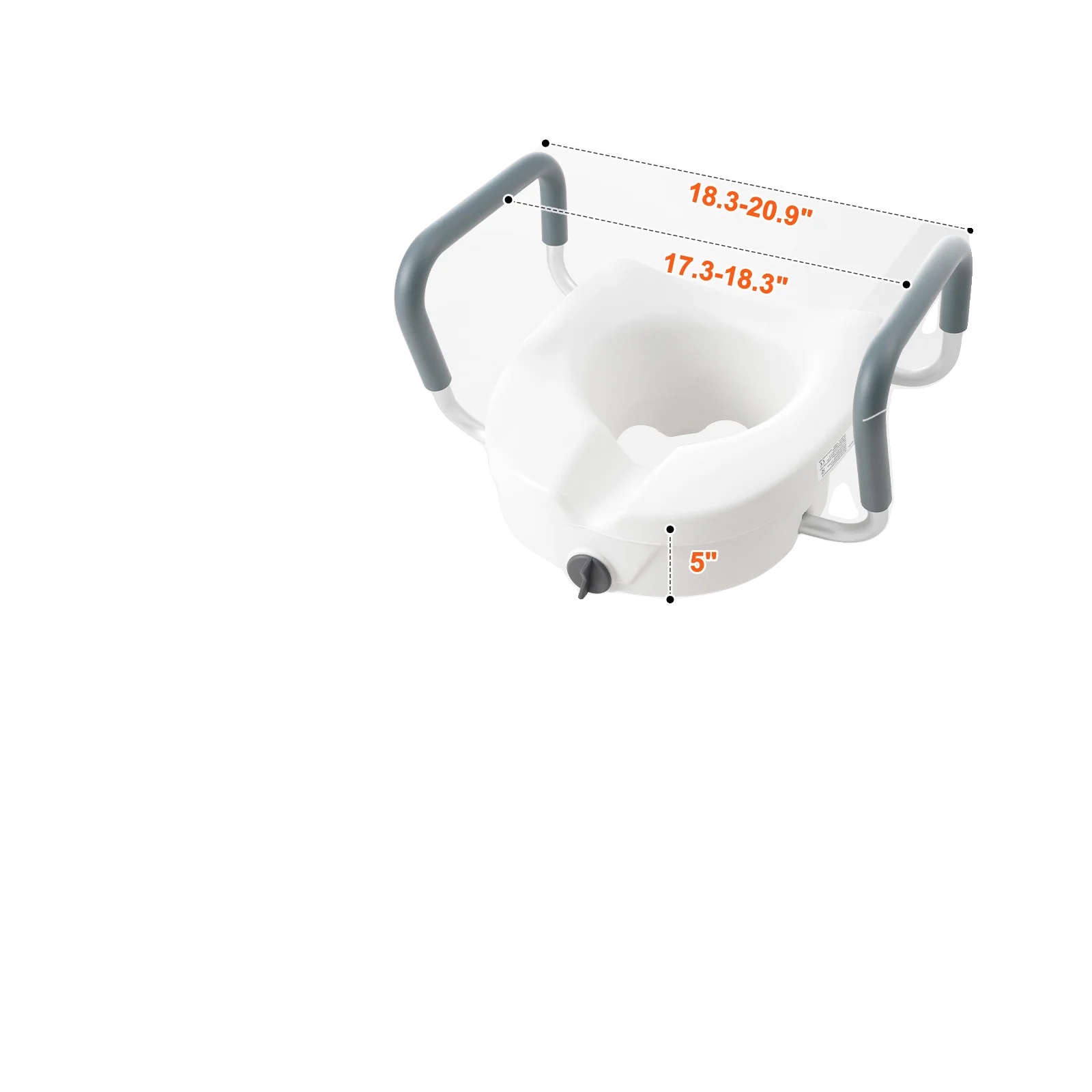 Toilettensitzerhöhung, 5 Zoll Höhe, Verstellbare Armlehnen, 5 Zoll