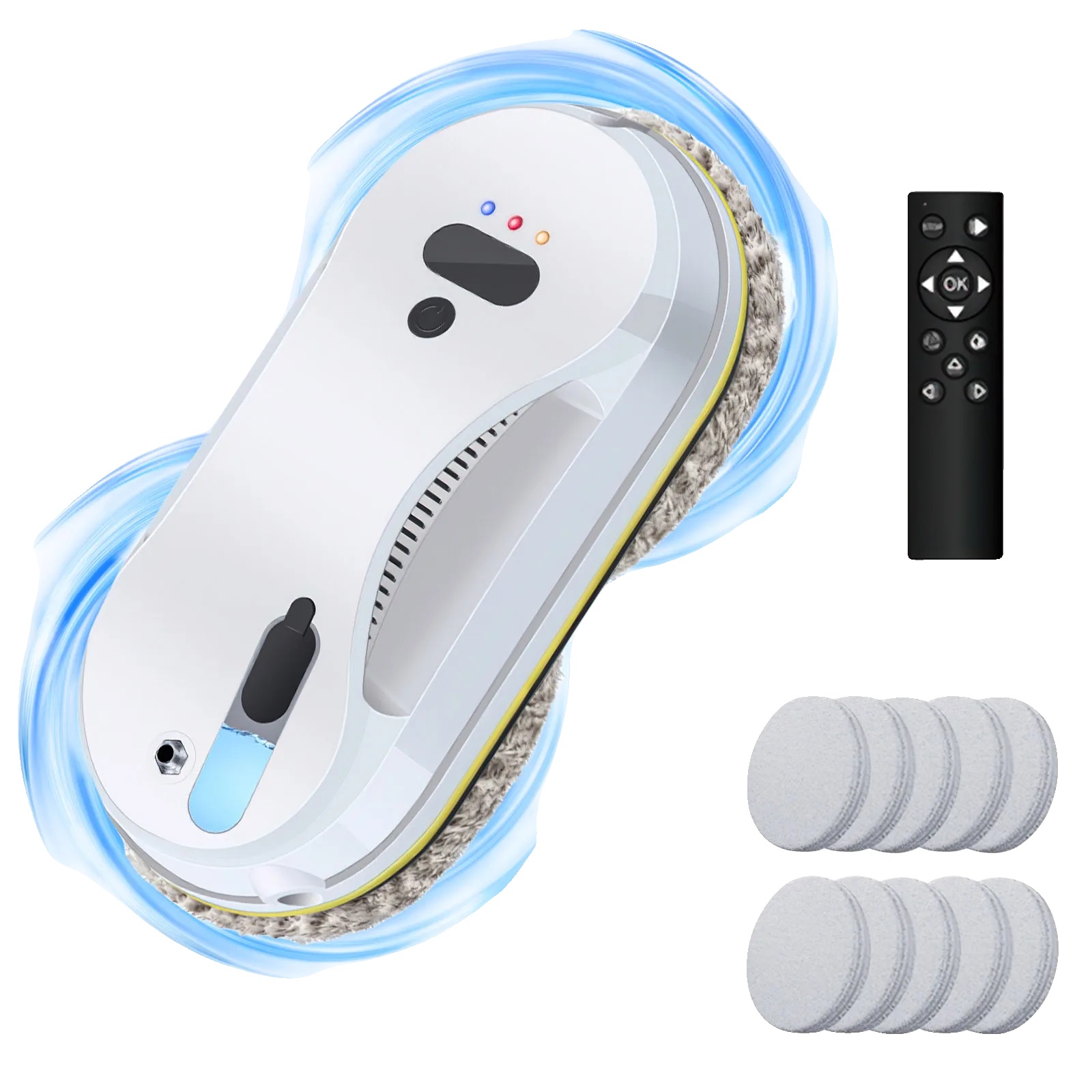 Fensterputzroboter, 3800 Pa Saugkraft, Fernbedienung, Weiß