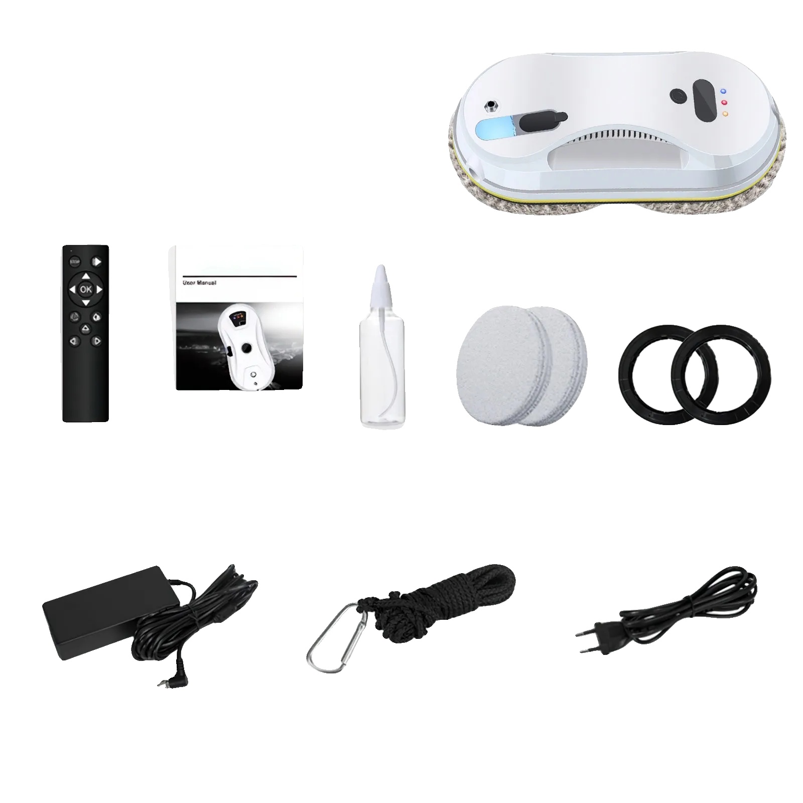 Fensterputzroboter, Automatische Wassersprühfunktion, Fernbedienung, Ja, Weiss