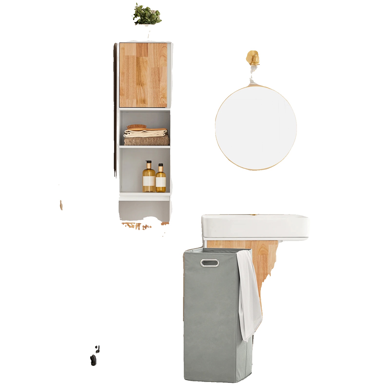 Aufbewahrungsschrank, Modernes Design, Robuste Holzkonstruktion, Weiss