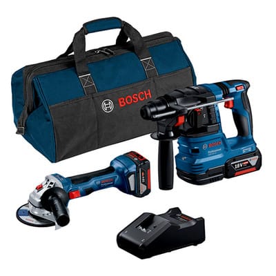 Bosch - Combo Kit 2-tlg. 18V: gws 18V-7 + gbh 18V-22 + 2 x 4.0Ah + Lader + Tasche
