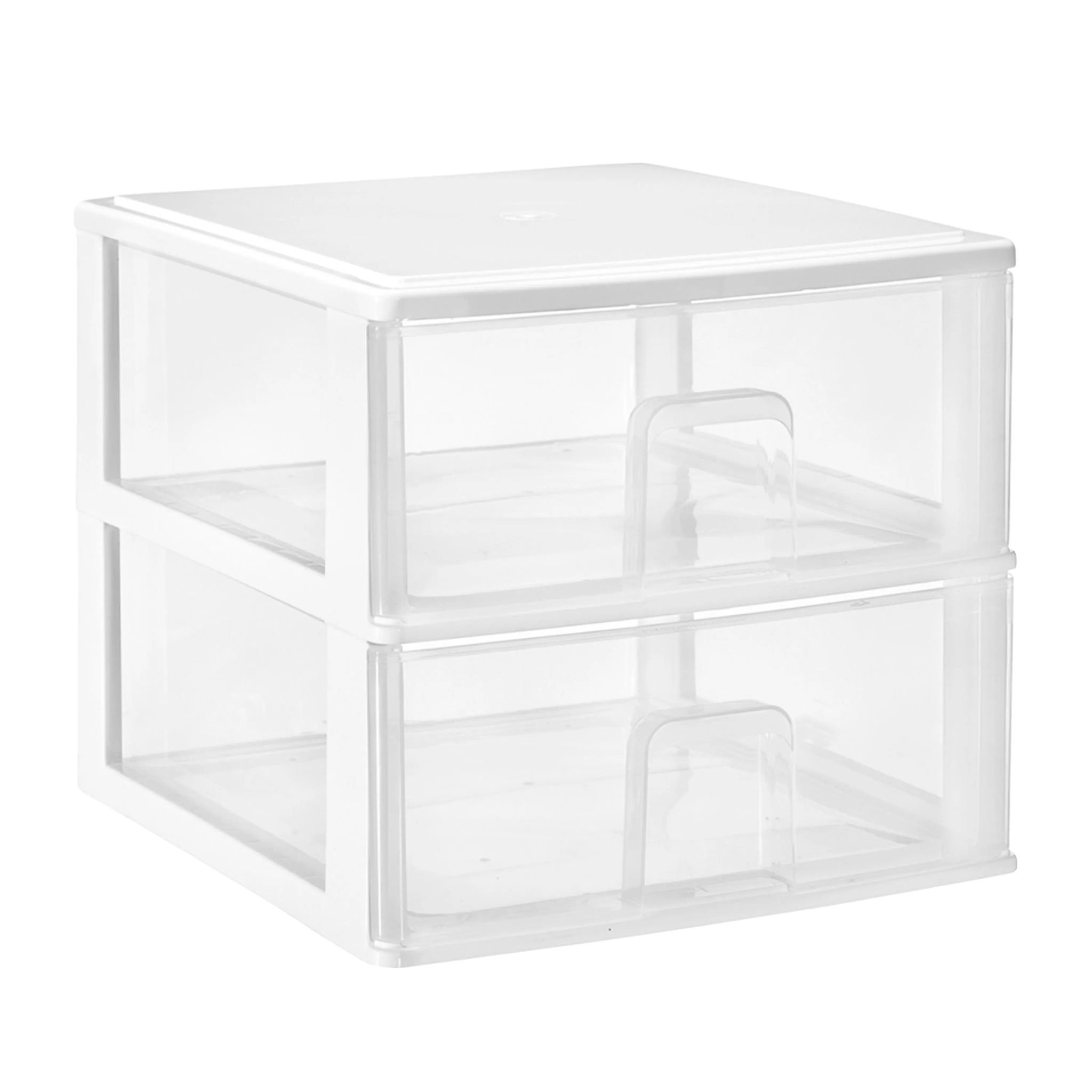 Schubladenelement, Stapelbar, Vielseitige Aufbewahrungsmöglichkeiten, 2 Weiße Boxen 38x37x32,2cm, 2 Einheiten