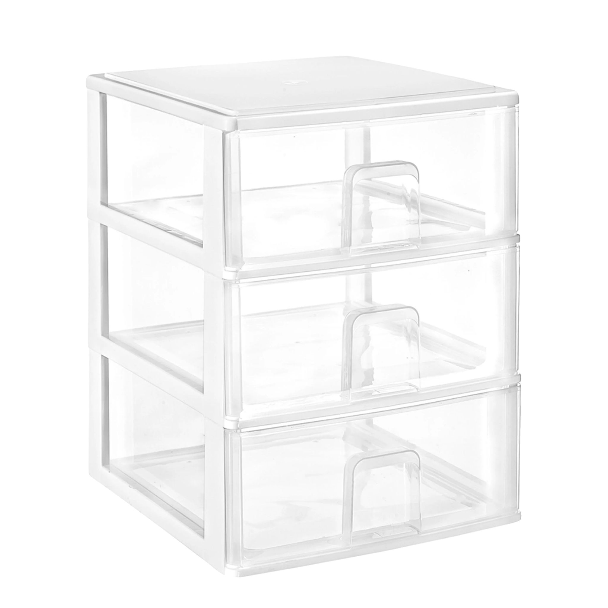 Schubladenelement, Stapelbar, Vielseitige Aufbewahrungsmöglichkeiten, 3 Weiße Boxen 38x37x47,3cm, 4 Einheiten