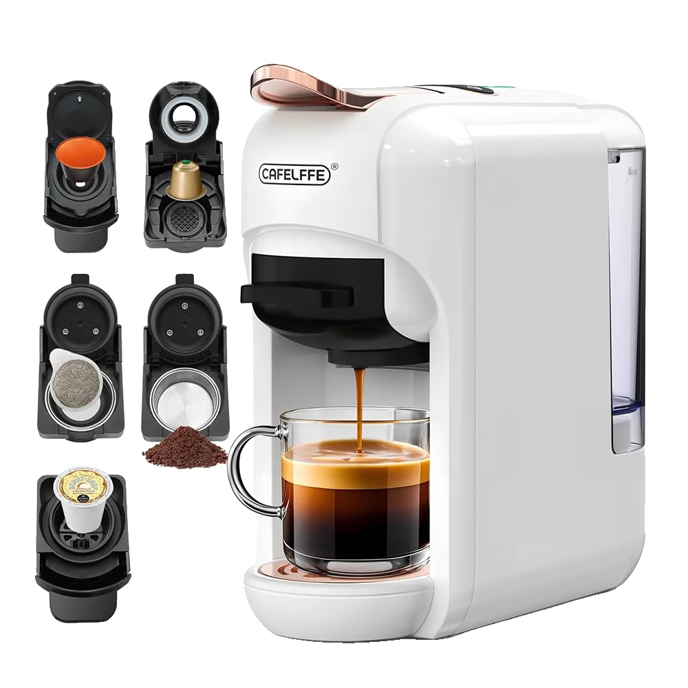 Kapselkaffeemaschine, 5-in-1-kompatibel, Heiß- Und Kaltbrühfunktion, Weiß, Eu-a