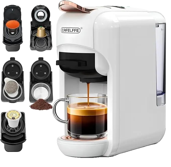 Kaffeemaschine, 5-in-1, Einstellbare Brühgeschwindigkeit, Weiß, Eu