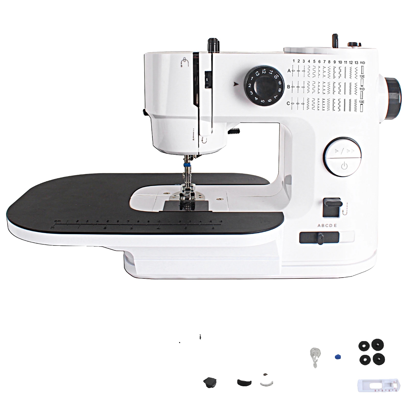 Mini-elektronähmaschine, 41 Stichmuster, Einstellbare Stichlänge, Kompaktes Design, Automatischer Einfädler, Robuster Metallrahmen