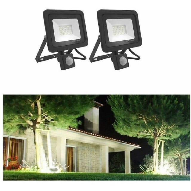Set Mit 2 Led-flutlichtern À 30 W Mit Bewegungsmelder, 2700 Lm, 6000 K, Ip66 Wasserdicht, Led-flutlicht Für Den Außenbereich