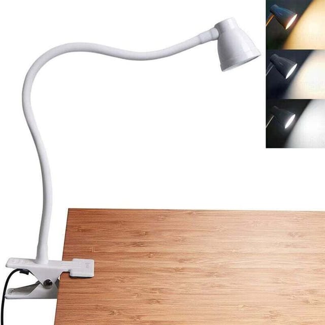 5 cm weiße LED-Klemmleuchte mit Augenschutz für Schlafzimmer, Mini-USB-Schreibtischlampe, um 360 Grad verstellbare Klemm-Leseleuchte