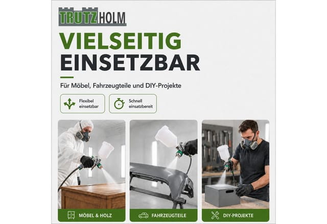 Baumarktplus - hvlp Spraypistole Lackierpistole mit 3 Edelstahldüsen 1,4mm 1,7mm 2,0mm 600ml Becher