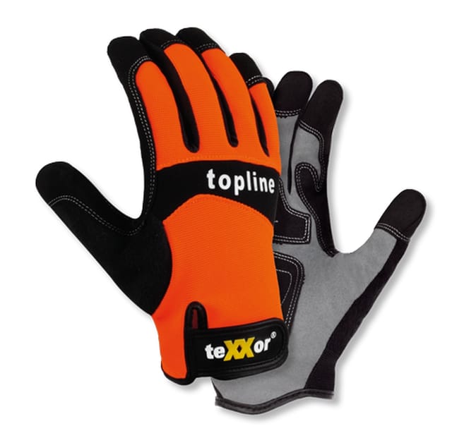 teXXor® topline Kunstleder-Handschuhe IRVINE, SB-Verpackung, Orange/Schwarz/Grau