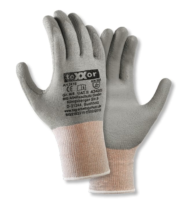 TeXXor® Schnittschutz-Strickhandschuhe pu-beschichtung grau/grau Gr. 10