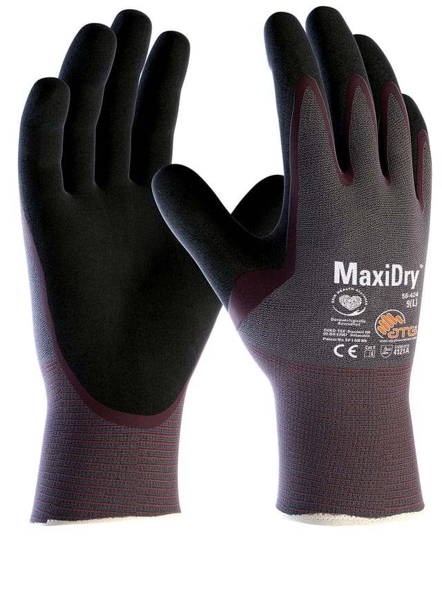 ATG - Nylon-Strickhandschuhe MaxiDry® (56-424) grau/violett/schwarz 23717 Gr.07