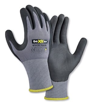 TeXXor® Nylon-Strickhandschuhe black touch® grau/schwarz 245011 Gr.11