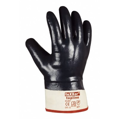 Trizeratop - teXXor® topline Nitril-Handschuhe stulpe beige/blau vollbes. Kat.2 23319 Gr.09