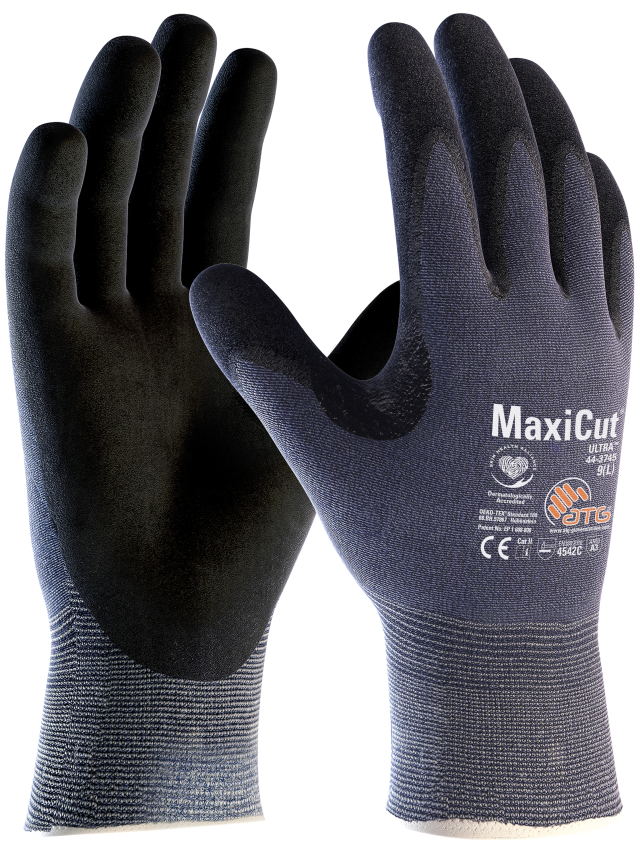 MaxiCut® Ultra™ Schnittschutz-Strickhandschuhe (44-3745), Blau/Schwarz